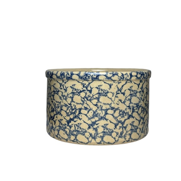 Robinson Ransbottom Low Jar 2 QT Blue Sponge Roseville Ohio Crock - Picture 2 of 7